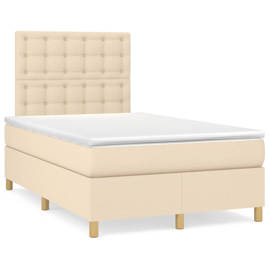 Boxspring met matras stof crèmekleurig 120x190 cm Bedden & bedframes | Creëer jouw Trendy Thuis | Gratis bezorgd & Retour | Trendy.nl