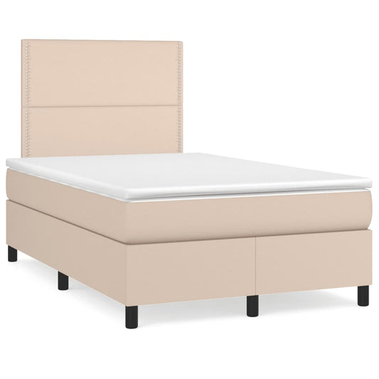 Boxspring met matras kunstleer cappuccinokleurig 120x190 cm