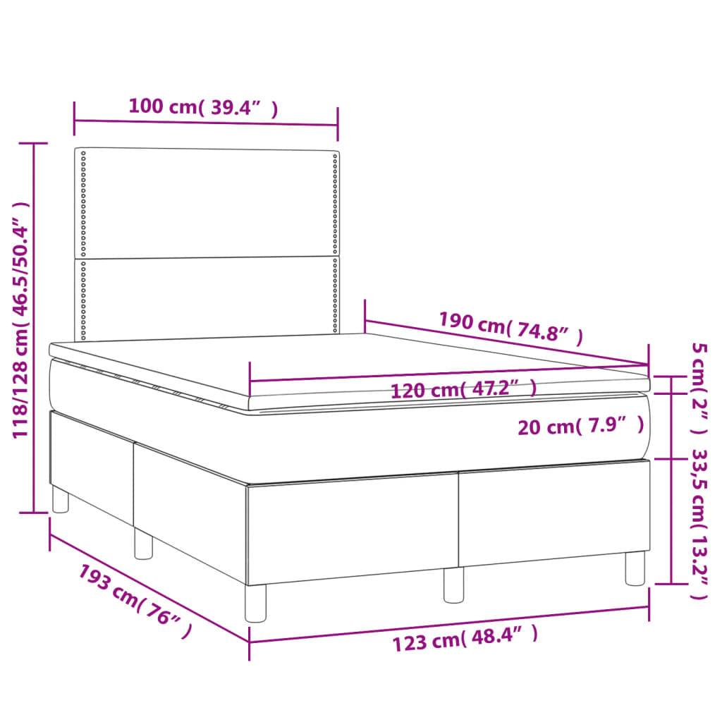 Boxspring met matras fluweel donkerblauw 120x190 cm