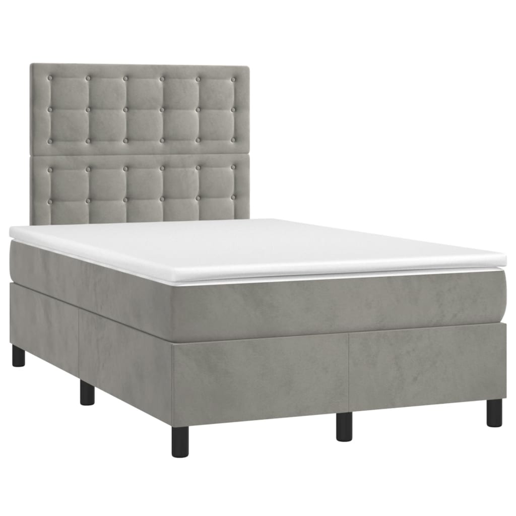 Boxspring met matras fluweel lichtgrijs 120x190 cm Bedden & bedframes | Creëer jouw Trendy Thuis | Gratis bezorgd & Retour | Trendy.nl