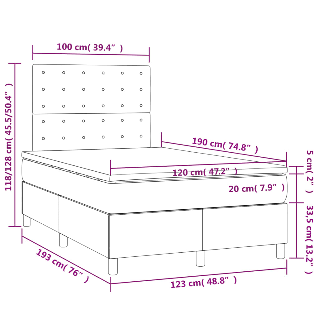 Boxspring met matras fluweel lichtgrijs 120x190 cm Bedden & bedframes | Creëer jouw Trendy Thuis | Gratis bezorgd & Retour | Trendy.nl