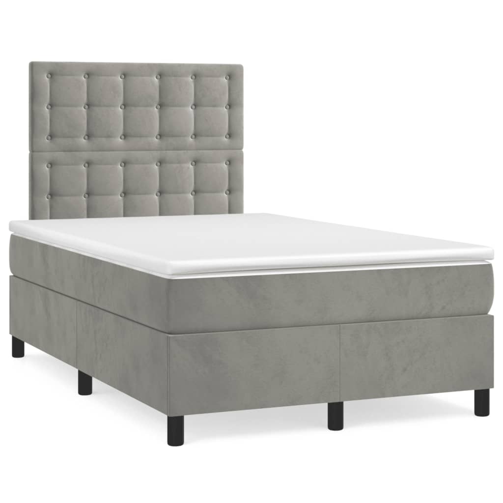 Boxspring met matras fluweel lichtgrijs 120x190 cm Bedden & bedframes | Creëer jouw Trendy Thuis | Gratis bezorgd & Retour | Trendy.nl