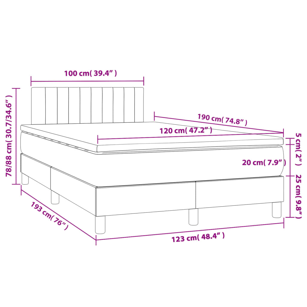 Boxspring met matras en LED stof donkergrijs 120x190 cm Bedden & bedframes | Creëer jouw Trendy Thuis | Gratis bezorgd & Retour | Trendy.nl