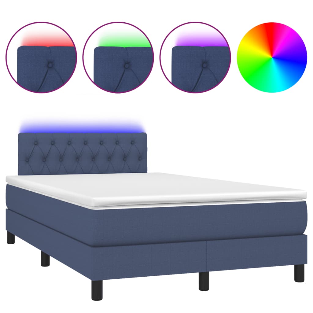 Boxspring met matras en LED stof blauw 120x190 cm Bedden & bedframes | Creëer jouw Trendy Thuis | Gratis bezorgd & Retour | Trendy.nl