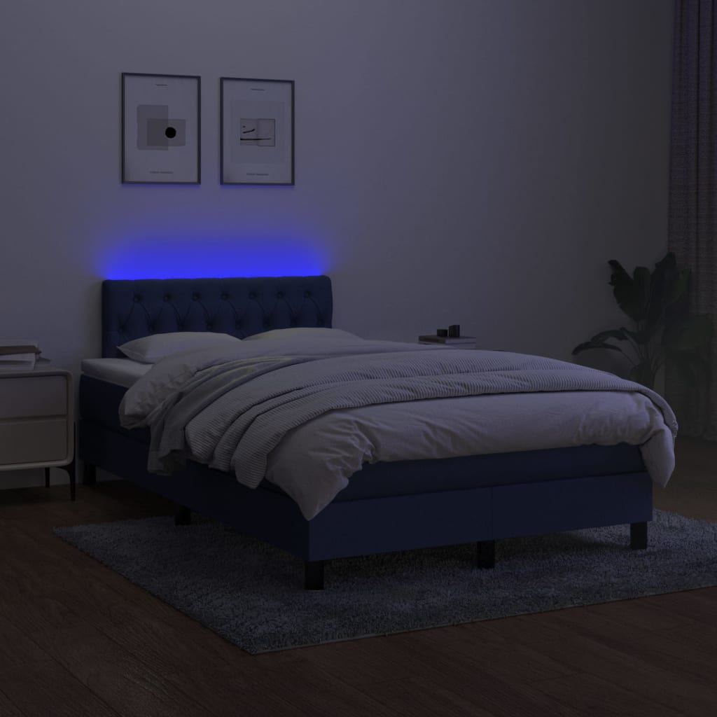 Boxspring met matras en LED stof blauw 120x190 cm Bedden & bedframes | Creëer jouw Trendy Thuis | Gratis bezorgd & Retour | Trendy.nl