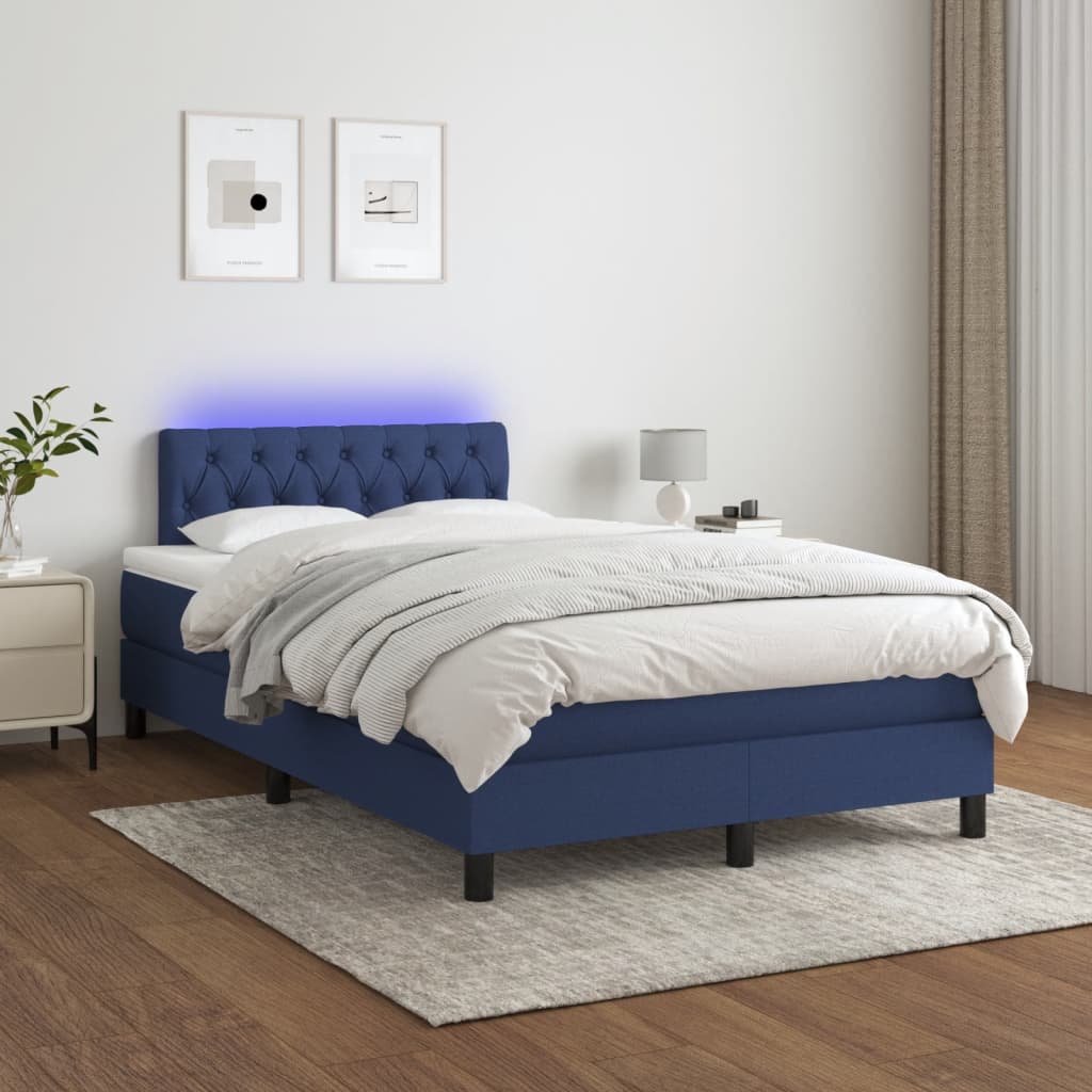 Boxspring met matras en LED stof blauw 120x190 cm Bedden & bedframes | Creëer jouw Trendy Thuis | Gratis bezorgd & Retour | Trendy.nl