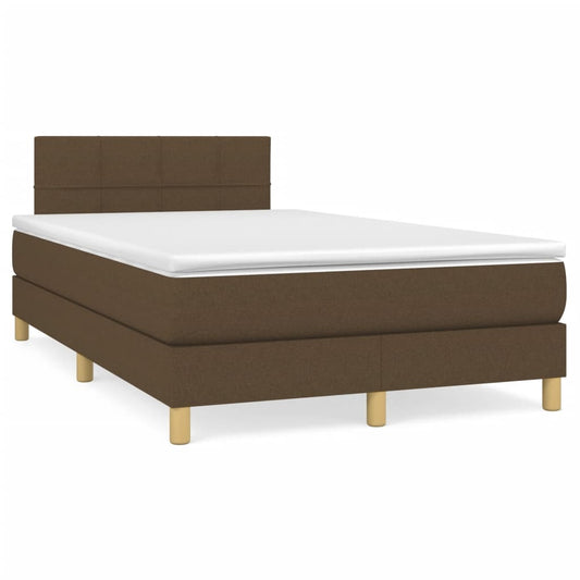 Boxspring met matras en LED stof donkerbruin 120x190 cm