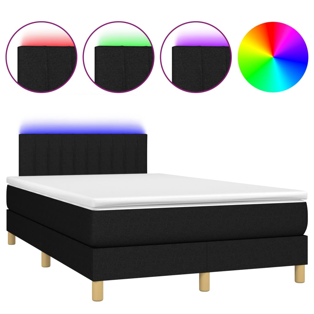 Boxspring met matras en LED stof zwart 120x190 cm Bedden & bedframes | Creëer jouw Trendy Thuis | Gratis bezorgd & Retour | Trendy.nl