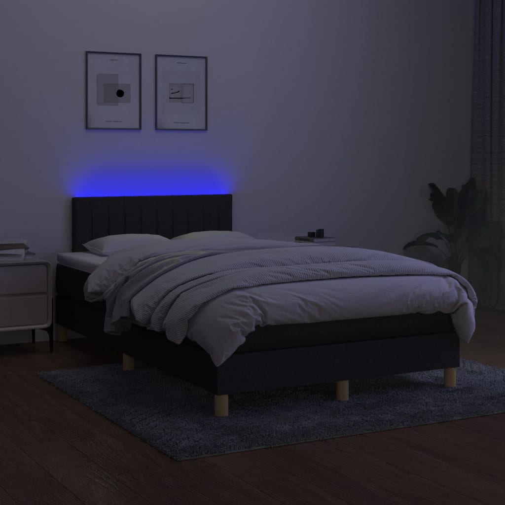 Boxspring met matras en LED stof zwart 120x190 cm Bedden & bedframes | Creëer jouw Trendy Thuis | Gratis bezorgd & Retour | Trendy.nl