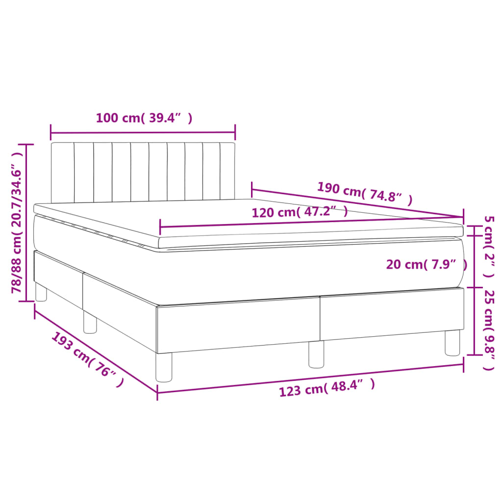 Boxspring met matras en LED stof zwart 120x190 cm Bedden & bedframes | Creëer jouw Trendy Thuis | Gratis bezorgd & Retour | Trendy.nl