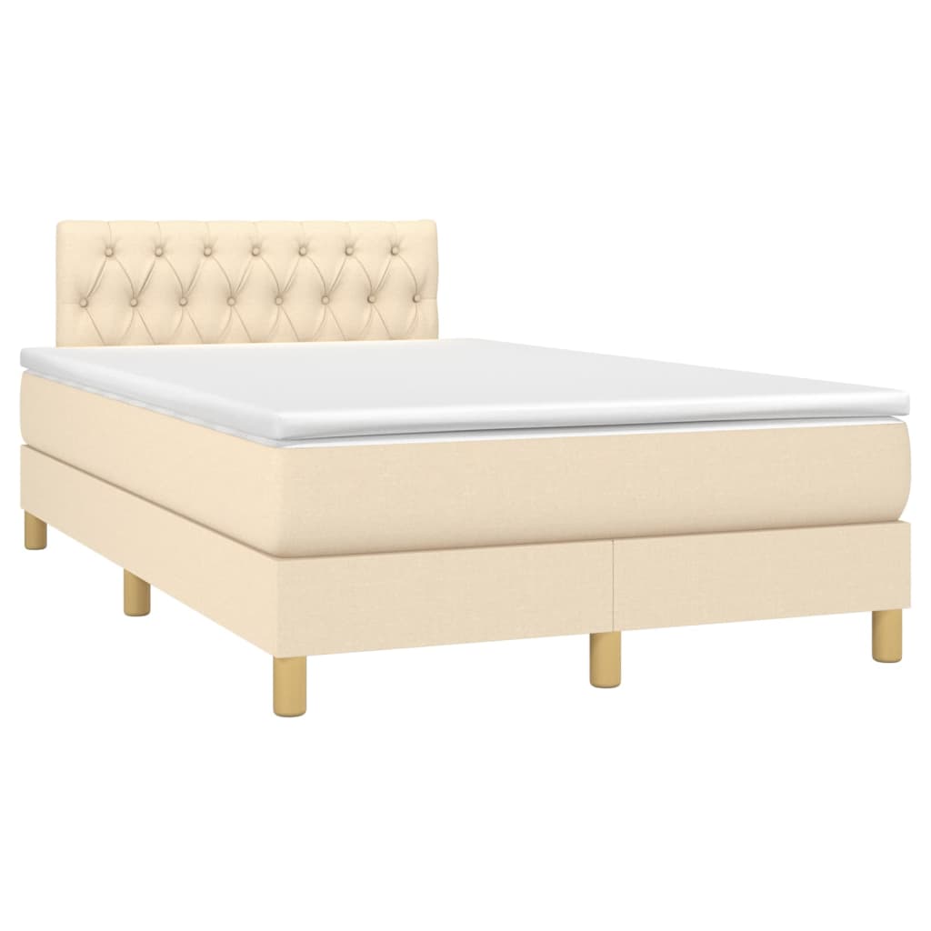 Boxspring met matras en LED stof crèmekleurig 120x190 cm Bedden & bedframes | Creëer jouw Trendy Thuis | Gratis bezorgd & Retour | Trendy.nl