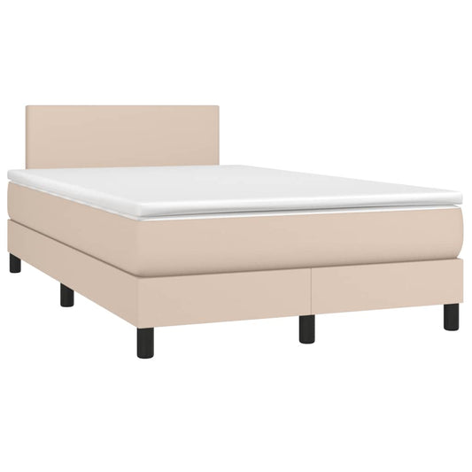 Boxspring met matras en LED kunstleer cappuccinokleur 120x190cm