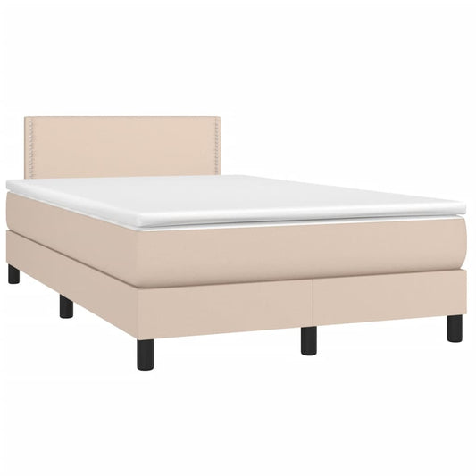 Boxspring met matras en LED kunstleer cappuccinokleur 120x190cm