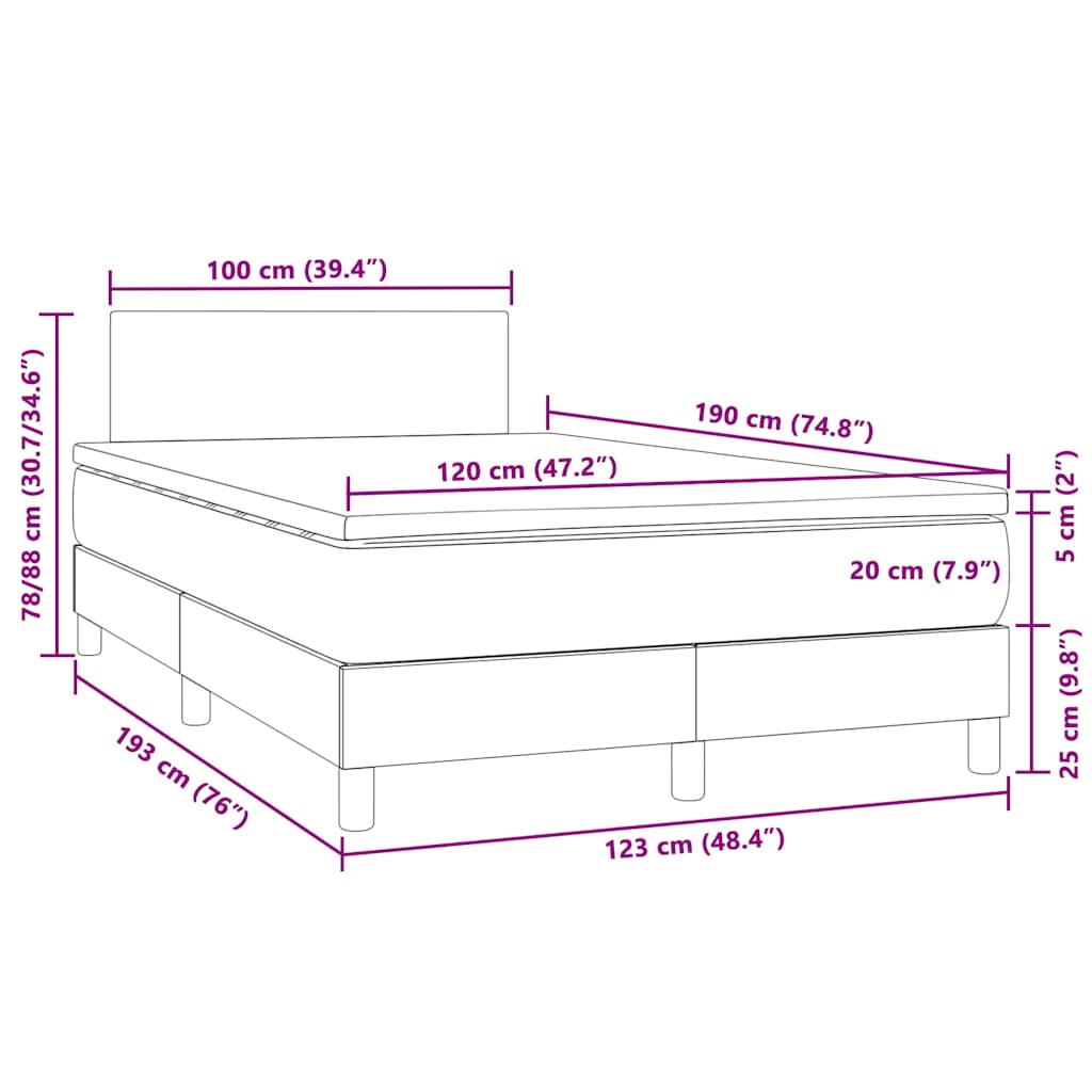 Boxspring met matras en LED fluweel lichtgrijs 120x190 cm