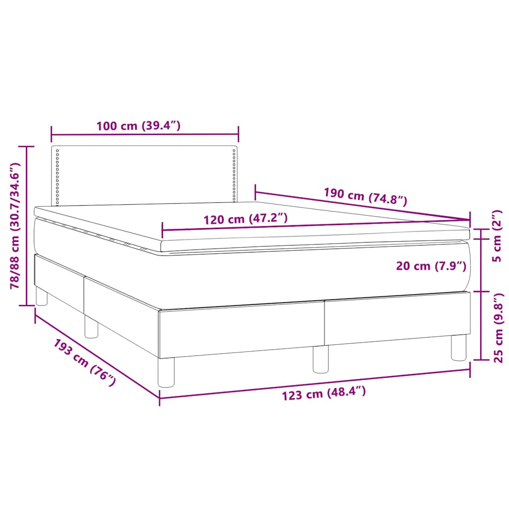 Boxspring met matras en LED fluweel donkergrijs 120x190 cm