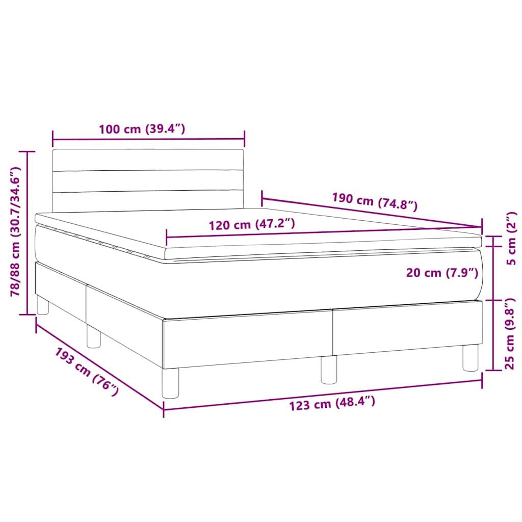 Boxspring met matras en LED fluweel lichtgrijs 120x190 cm