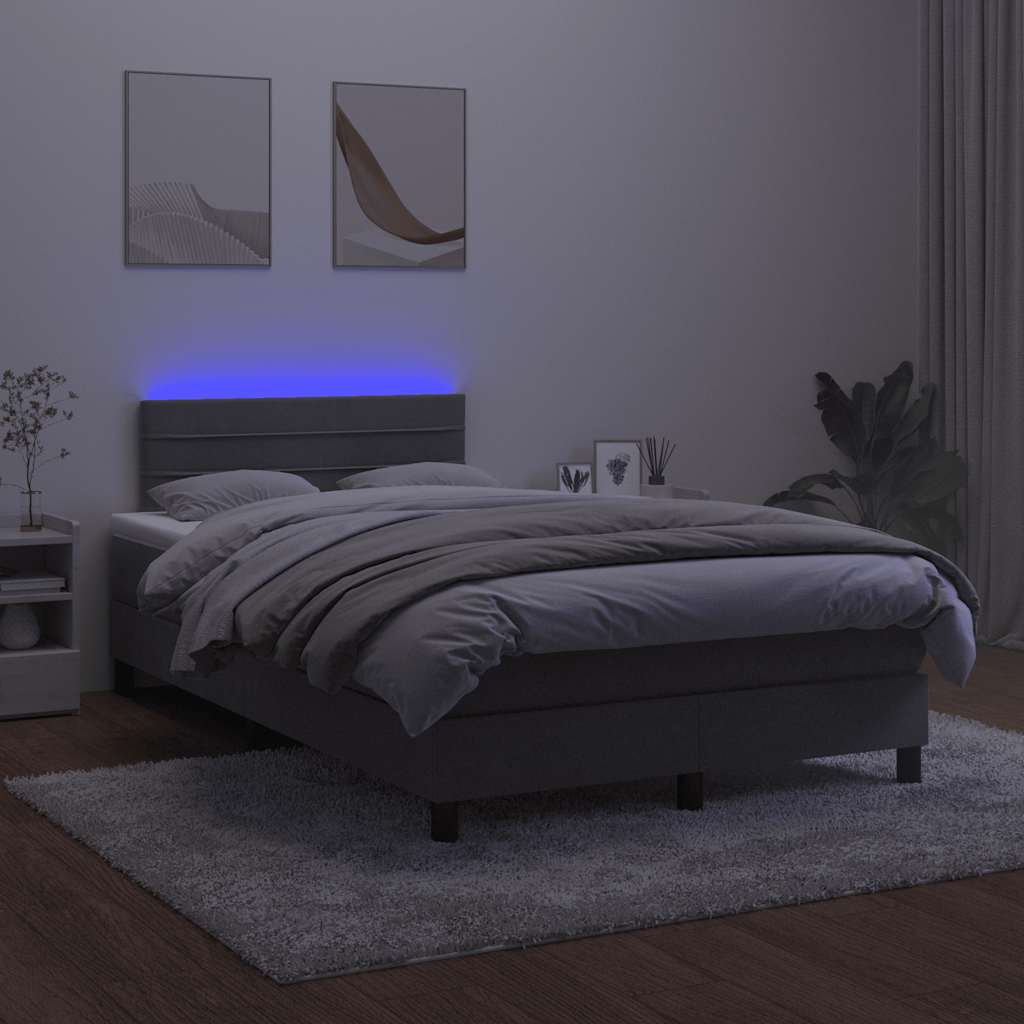 Boxspring met matras en LED fluweel donkergrijs 120x190 cm