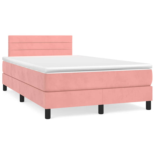 Boxspring met matras en LED fluweel roze 120x190 cm