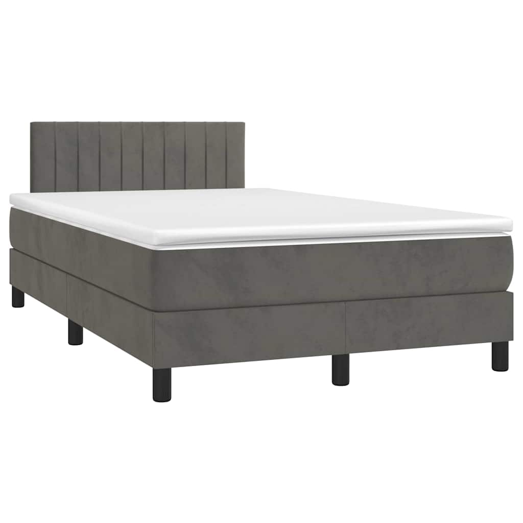 Boxspring met matras en LED fluweel donkergrijs 120x190 cm