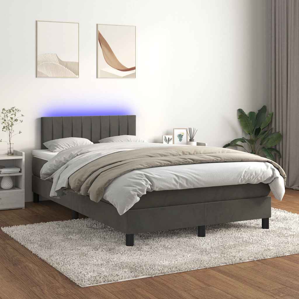 Boxspring met matras en LED fluweel donkergrijs 120x190 cm