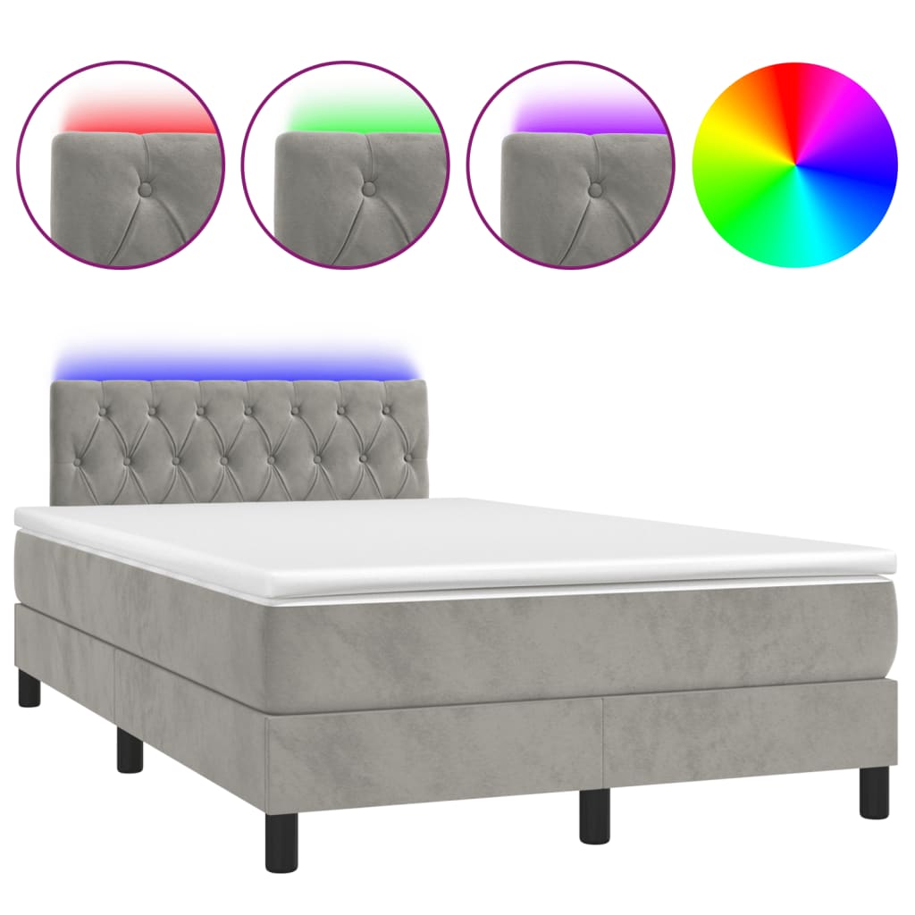 Boxspring met matras en LED fluweel lichtgrijs 120x190 cm Bedden & bedframes | Creëer jouw Trendy Thuis | Gratis bezorgd & Retour | Trendy.nl