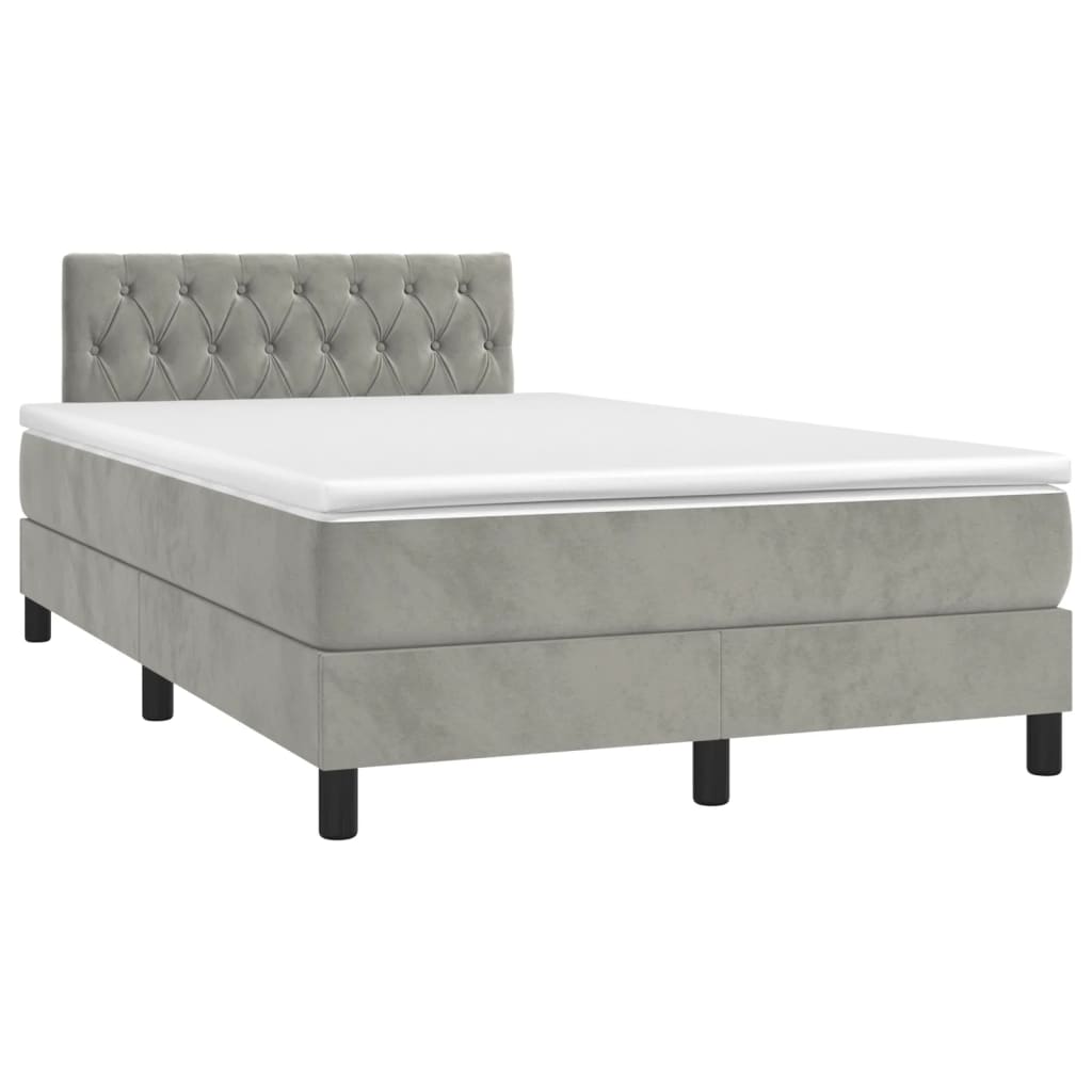 Boxspring met matras en LED fluweel lichtgrijs 120x190 cm Bedden & bedframes | Creëer jouw Trendy Thuis | Gratis bezorgd & Retour | Trendy.nl