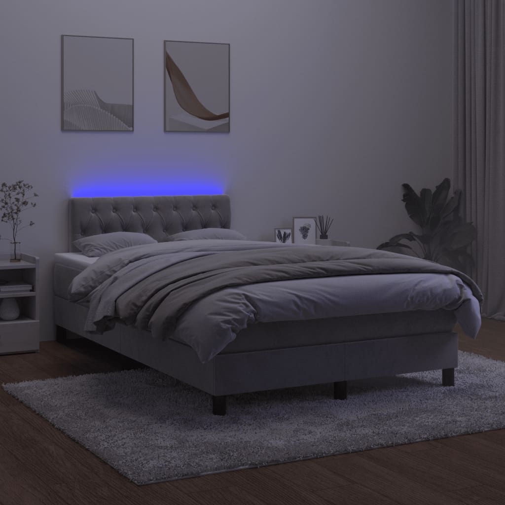 Boxspring met matras en LED fluweel lichtgrijs 120x190 cm Bedden & bedframes | Creëer jouw Trendy Thuis | Gratis bezorgd & Retour | Trendy.nl