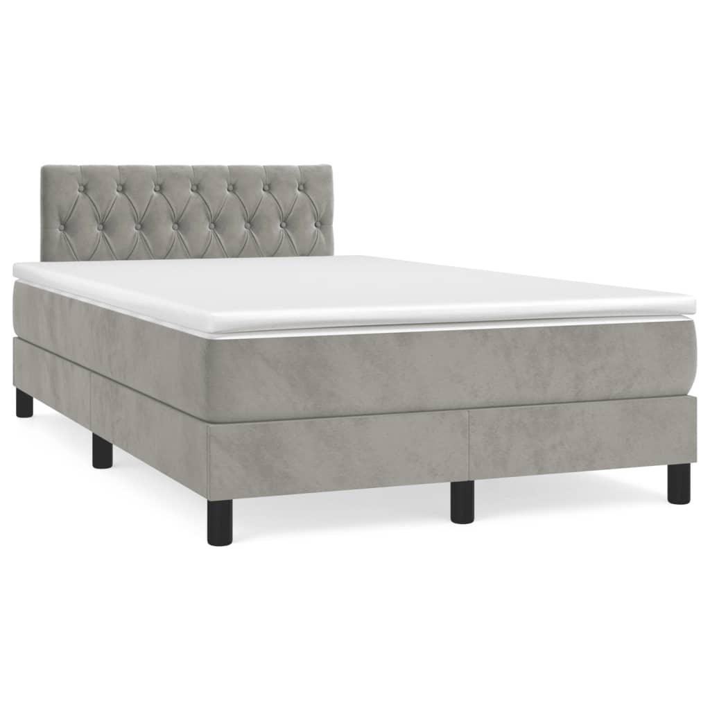 Boxspring met matras en LED fluweel lichtgrijs 120x190 cm Bedden & bedframes | Creëer jouw Trendy Thuis | Gratis bezorgd & Retour | Trendy.nl