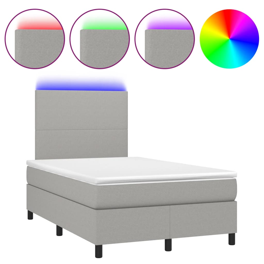 Boxspring met matras en LED stof lichtgrijs 120x190 cm Bedden & bedframes | Creëer jouw Trendy Thuis | Gratis bezorgd & Retour | Trendy.nl