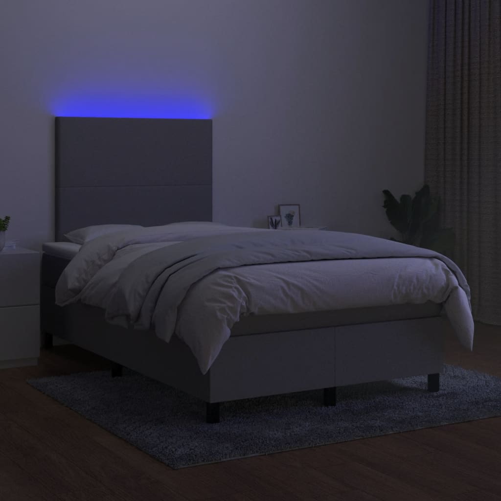 Boxspring met matras en LED stof lichtgrijs 120x190 cm Bedden & bedframes | Creëer jouw Trendy Thuis | Gratis bezorgd & Retour | Trendy.nl