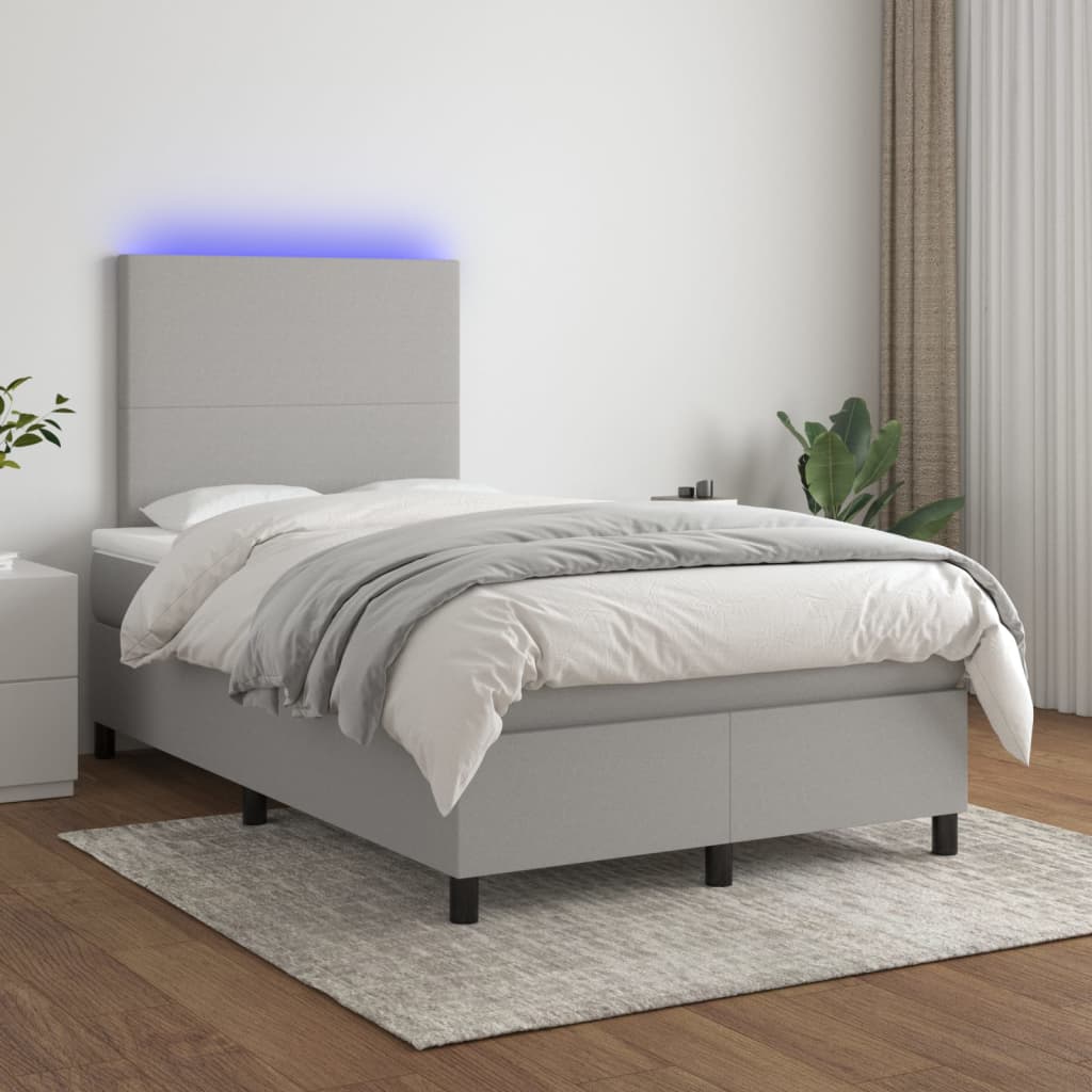 Boxspring met matras en LED stof lichtgrijs 120x190 cm Bedden & bedframes | Creëer jouw Trendy Thuis | Gratis bezorgd & Retour | Trendy.nl