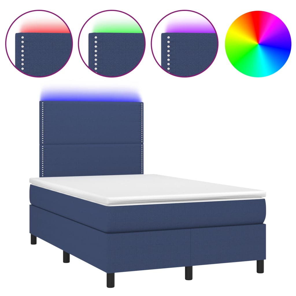 Boxspring met matras en LED stof blauw 120x190 cm Bedden & bedframes | Creëer jouw Trendy Thuis | Gratis bezorgd & Retour | Trendy.nl