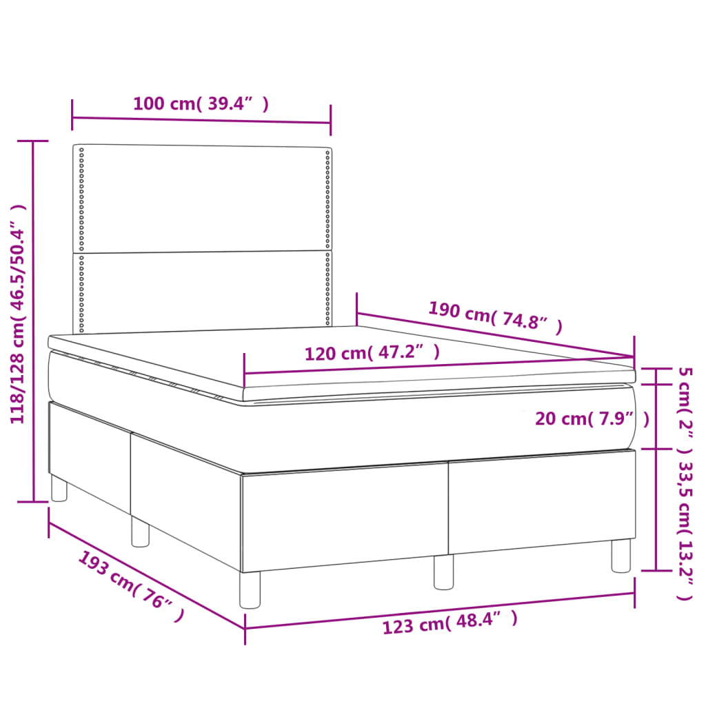 Boxspring met matras en LED stof blauw 120x190 cm Bedden & bedframes | Creëer jouw Trendy Thuis | Gratis bezorgd & Retour | Trendy.nl