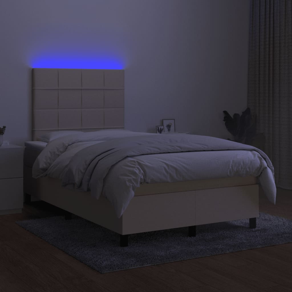 Boxspring met matras en LED stof crèmekleurig 120x190 cm