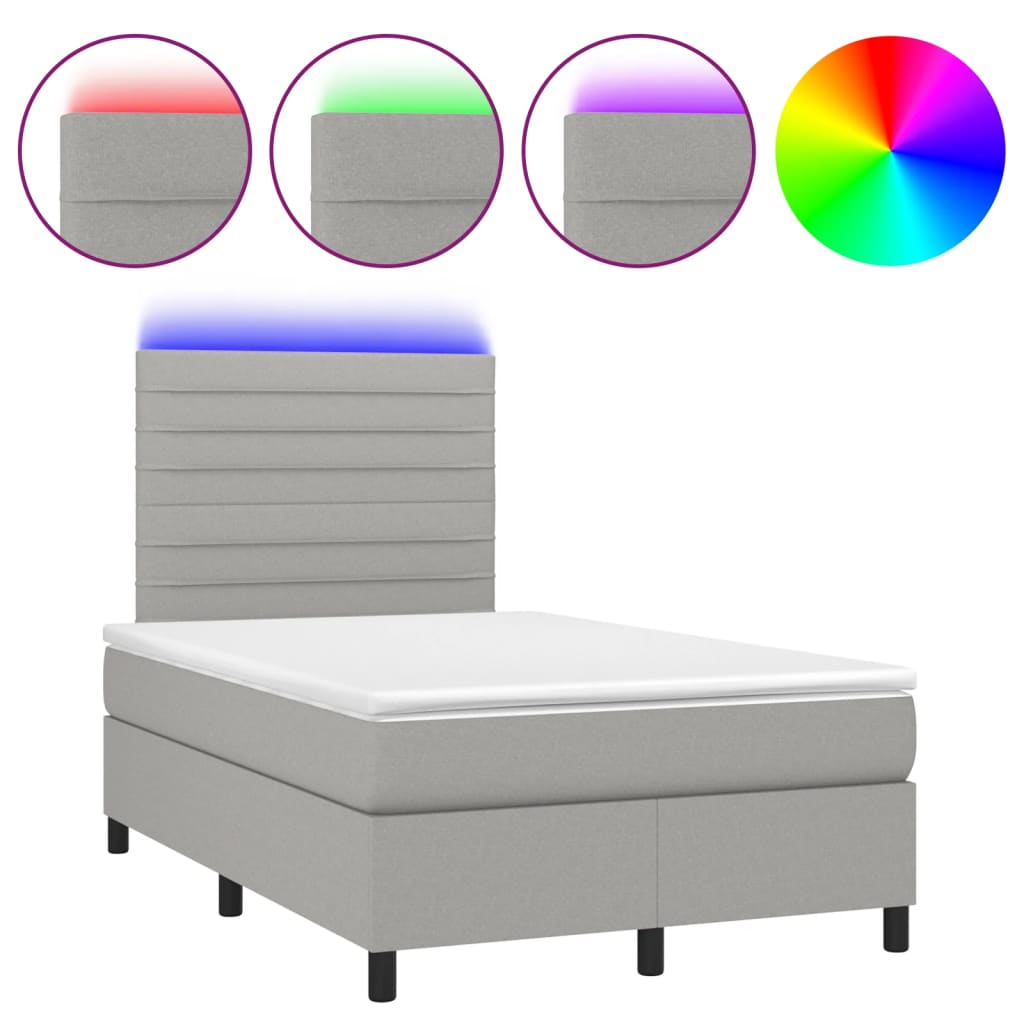 Boxspring met matras en LED stof lichtgrijs 120x190 cm Bedden & bedframes | Creëer jouw Trendy Thuis | Gratis bezorgd & Retour | Trendy.nl