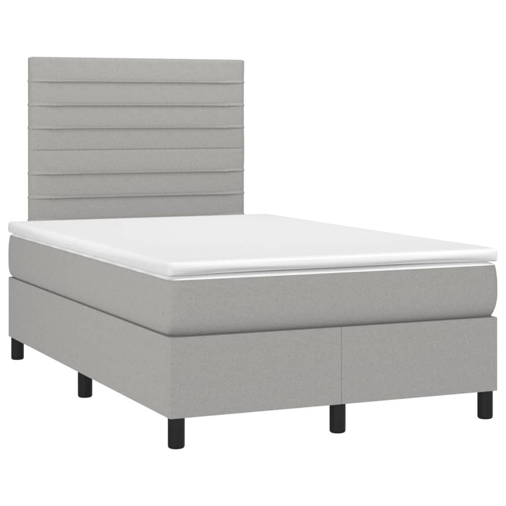 Boxspring met matras en LED stof lichtgrijs 120x190 cm Bedden & bedframes | Creëer jouw Trendy Thuis | Gratis bezorgd & Retour | Trendy.nl