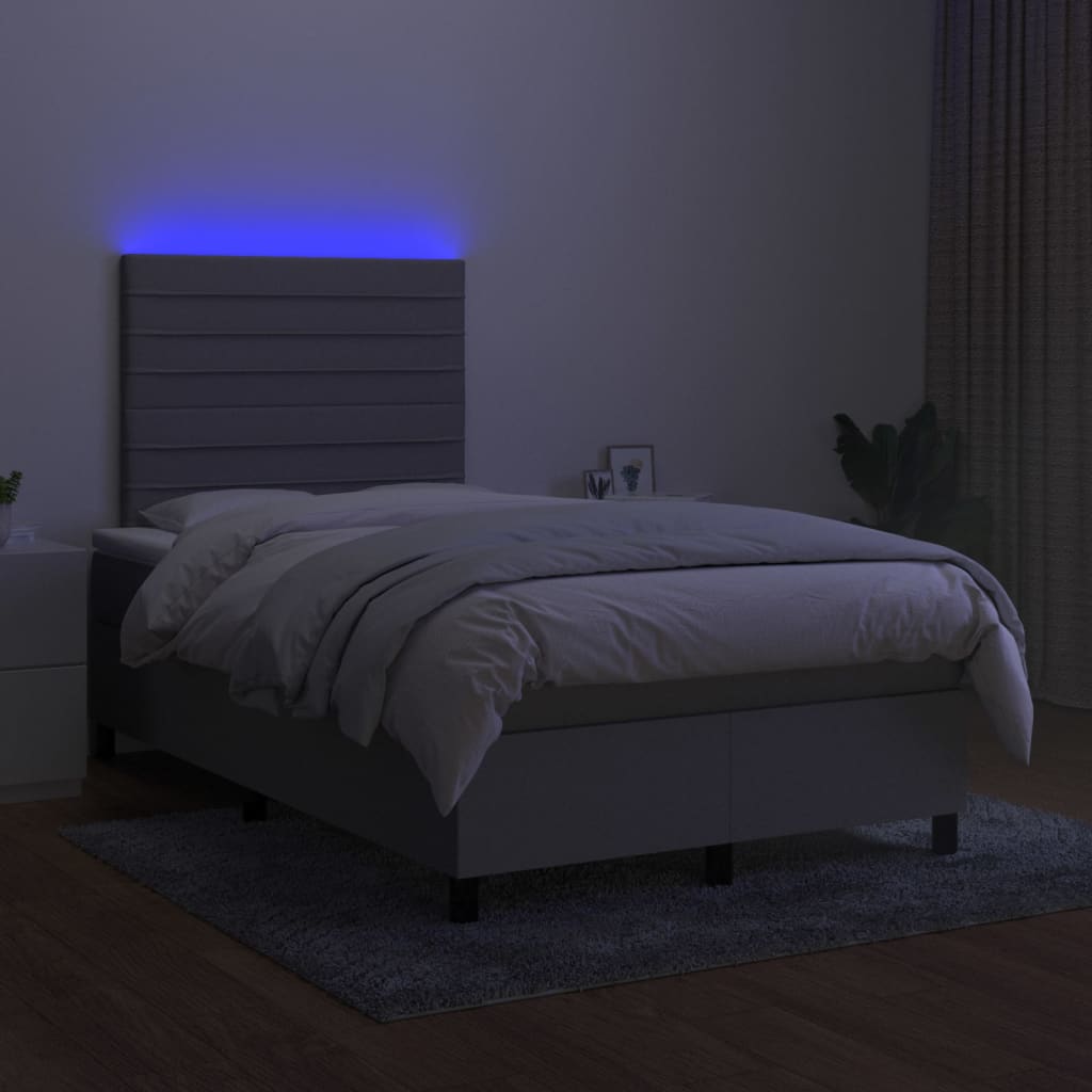 Boxspring met matras en LED stof lichtgrijs 120x190 cm Bedden & bedframes | Creëer jouw Trendy Thuis | Gratis bezorgd & Retour | Trendy.nl