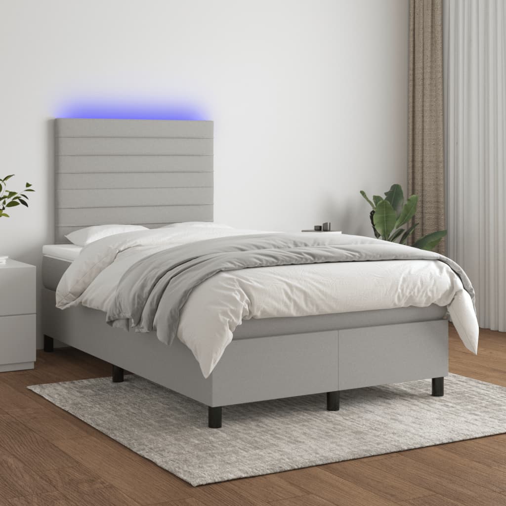 Boxspring met matras en LED stof lichtgrijs 120x190 cm Bedden & bedframes | Creëer jouw Trendy Thuis | Gratis bezorgd & Retour | Trendy.nl