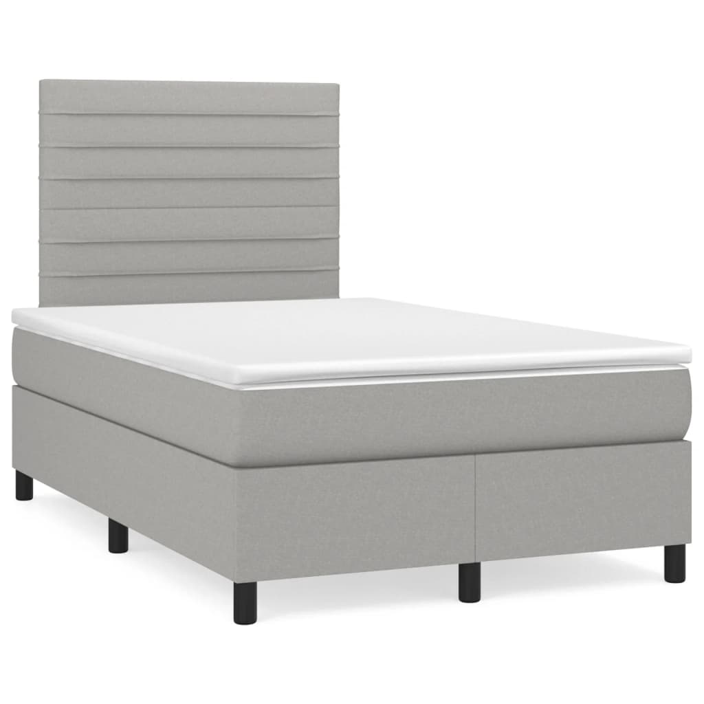 Boxspring met matras en LED stof lichtgrijs 120x190 cm Bedden & bedframes | Creëer jouw Trendy Thuis | Gratis bezorgd & Retour | Trendy.nl