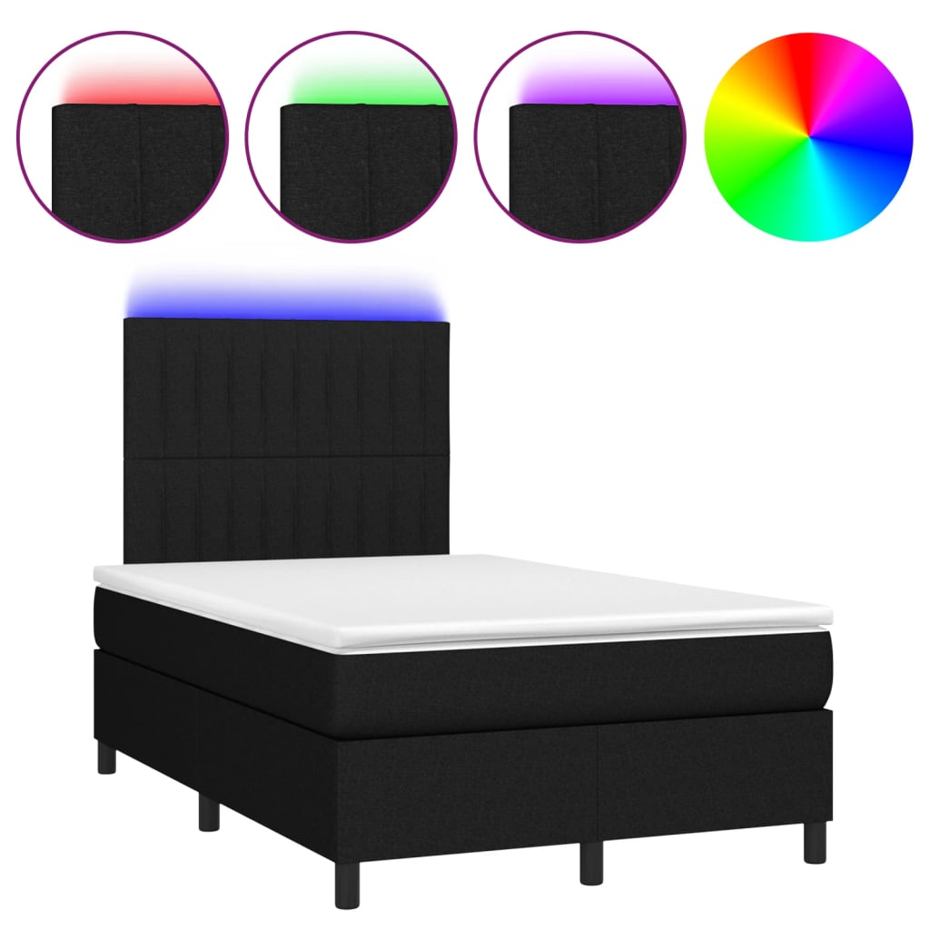 Boxspring met matras en LED stof zwart 120x190 cm Bedden & bedframes | Creëer jouw Trendy Thuis | Gratis bezorgd & Retour | Trendy.nl