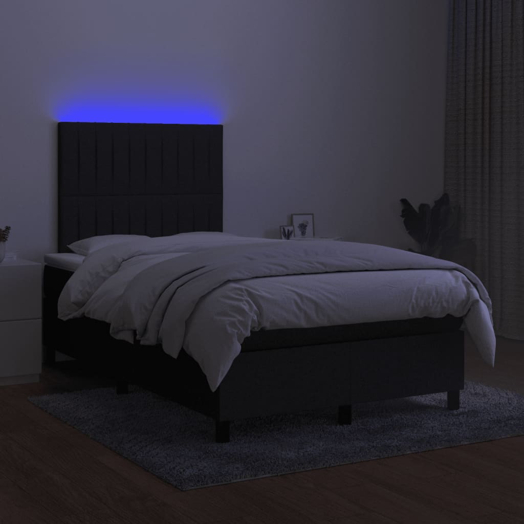 Boxspring met matras en LED stof zwart 120x190 cm Bedden & bedframes | Creëer jouw Trendy Thuis | Gratis bezorgd & Retour | Trendy.nl