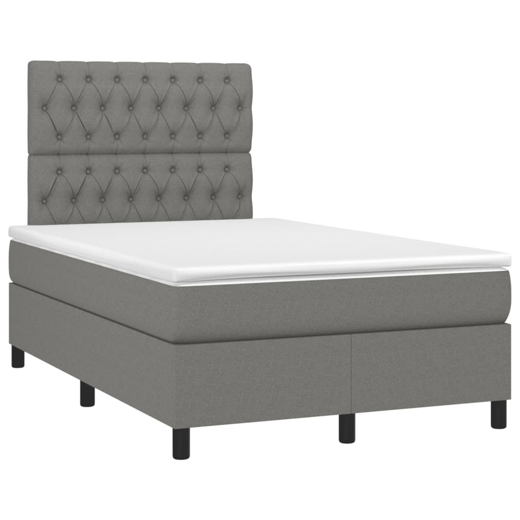 Boxspring met matras en LED stof donkergrijs 120x190 cm Bedden & bedframes | Creëer jouw Trendy Thuis | Gratis bezorgd & Retour | Trendy.nl