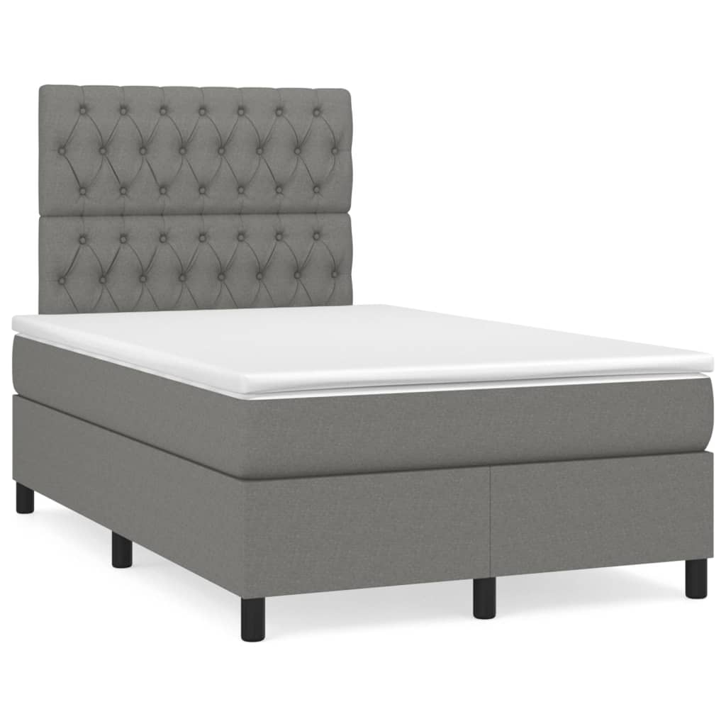 Boxspring met matras en LED stof donkergrijs 120x190 cm Bedden & bedframes | Creëer jouw Trendy Thuis | Gratis bezorgd & Retour | Trendy.nl