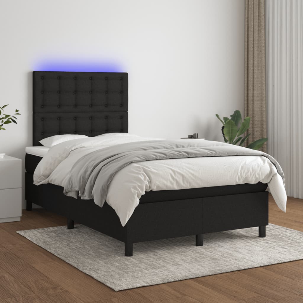 Boxspring met matras en LED stof zwart 120x190 cm Bedden & bedframes | Creëer jouw Trendy Thuis | Gratis bezorgd & Retour | Trendy.nl