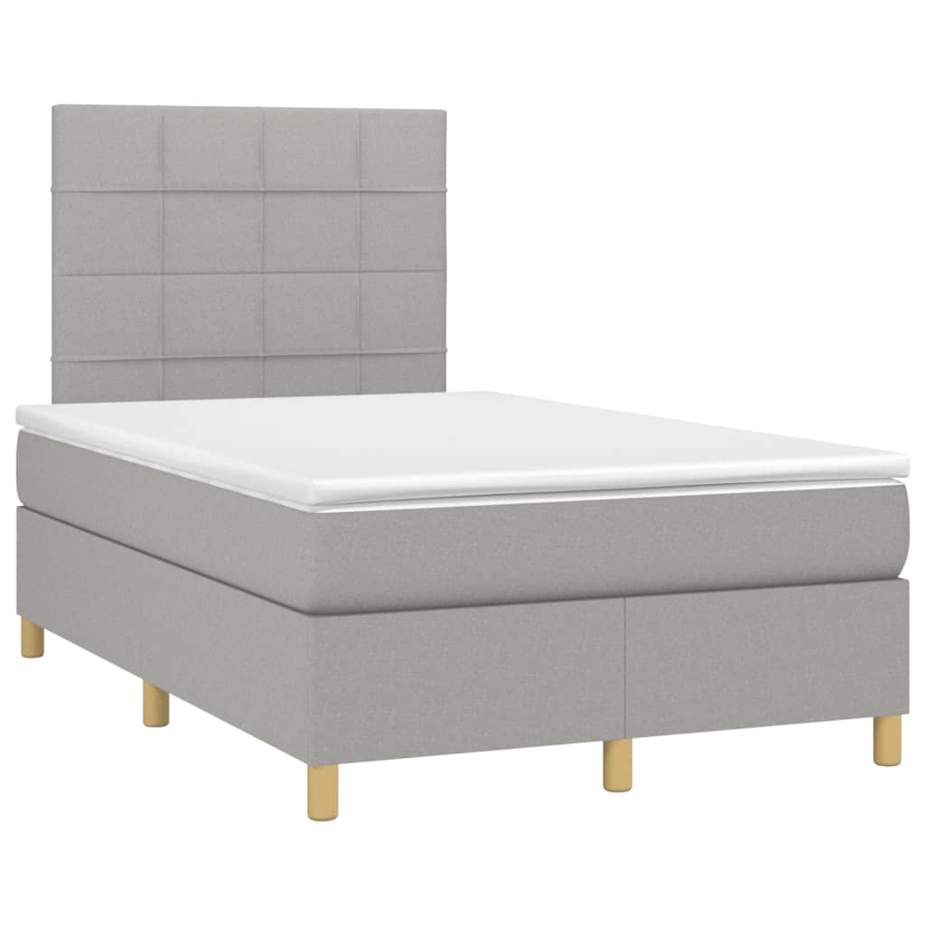 Boxspring met matras en LED stof lichtgrijs 120x190 cm Bedden & bedframes | Creëer jouw Trendy Thuis | Gratis bezorgd & Retour | Trendy.nl