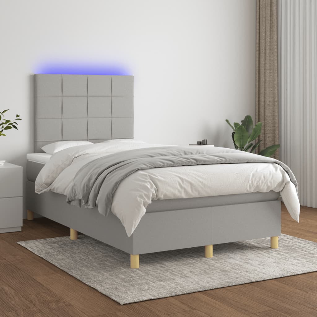 Boxspring met matras en LED stof lichtgrijs 120x190 cm Bedden & bedframes | Creëer jouw Trendy Thuis | Gratis bezorgd & Retour | Trendy.nl