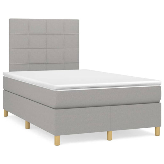 Boxspring met matras en LED stof lichtgrijs 120x190 cm Bedden & bedframes | Creëer jouw Trendy Thuis | Gratis bezorgd & Retour | Trendy.nl