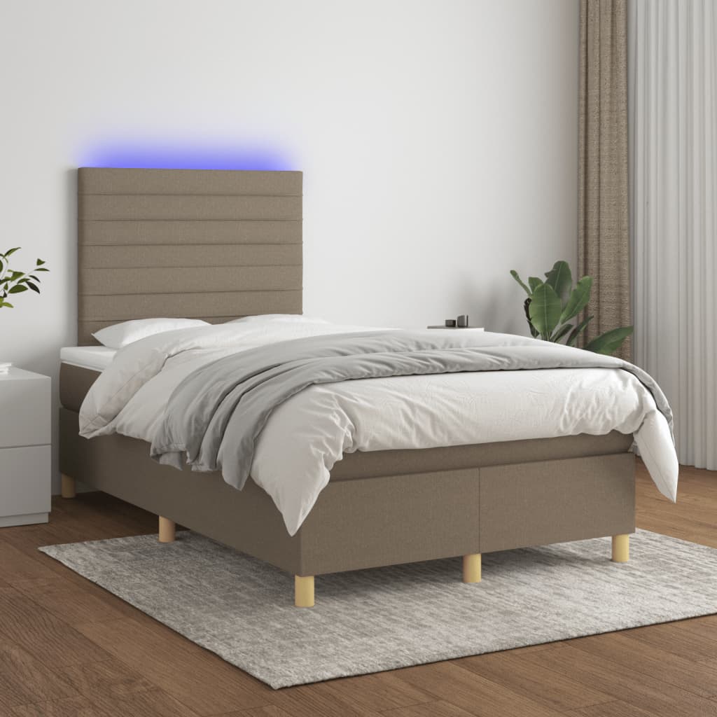 Boxspring met matras en LED stof taupe 120x190 cm Bedden & bedframes | Creëer jouw Trendy Thuis | Gratis bezorgd & Retour | Trendy.nl