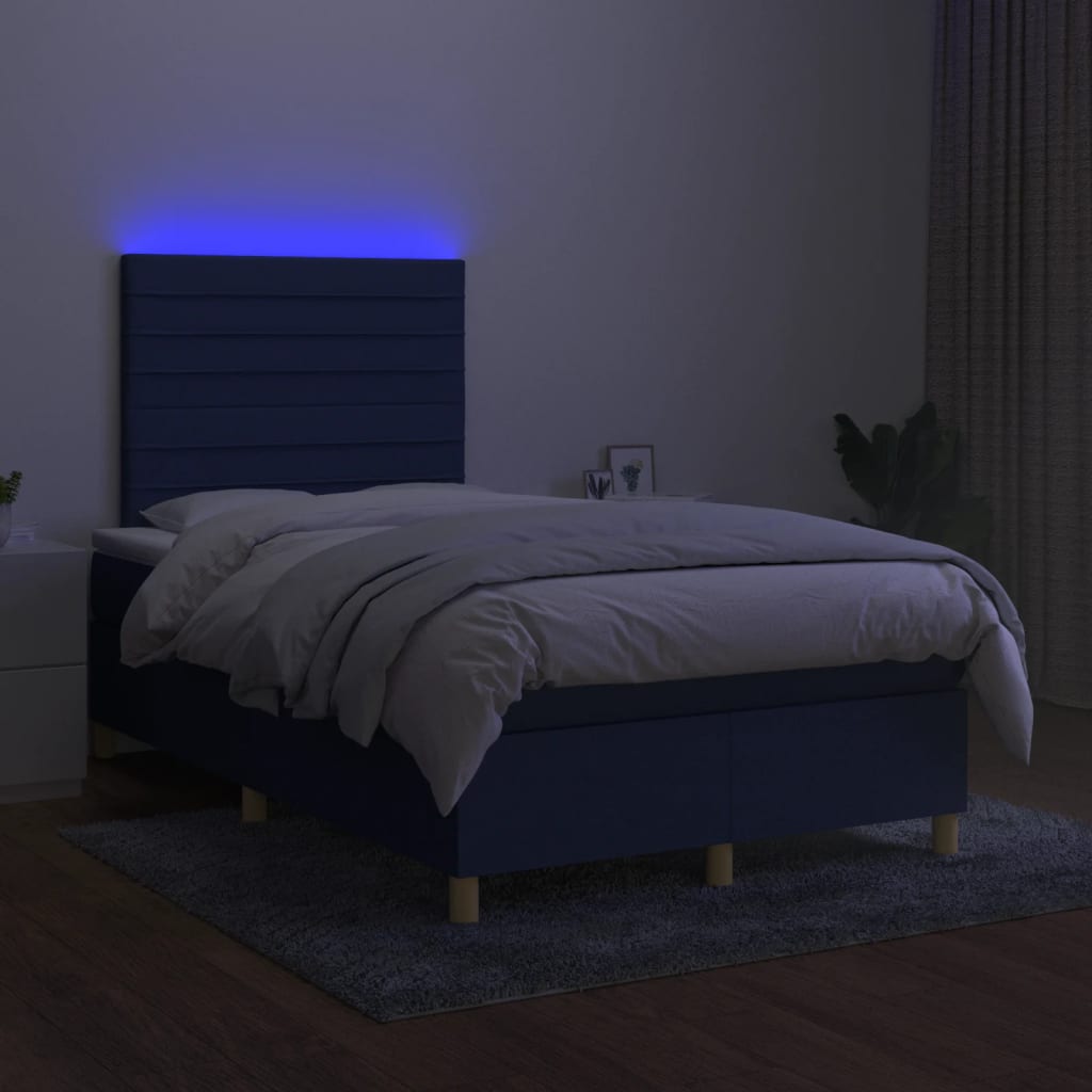 Boxspring met matras en LED stof blauw 120x190 cm Bedden & bedframes | Creëer jouw Trendy Thuis | Gratis bezorgd & Retour | Trendy.nl