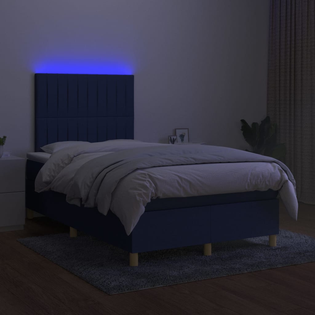 Boxspring met matras en LED stof blauw 120x190 cm Bedden & bedframes | Creëer jouw Trendy Thuis | Gratis bezorgd & Retour | Trendy.nl